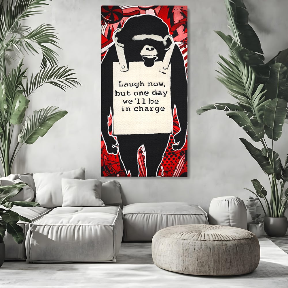 Tablou Canvas Premium LuxCanva® C1152, Message From The Apes , Culori, Animals, Jungle, Monkey, Game Room, Bar, Relaxare, Culori Vibrante