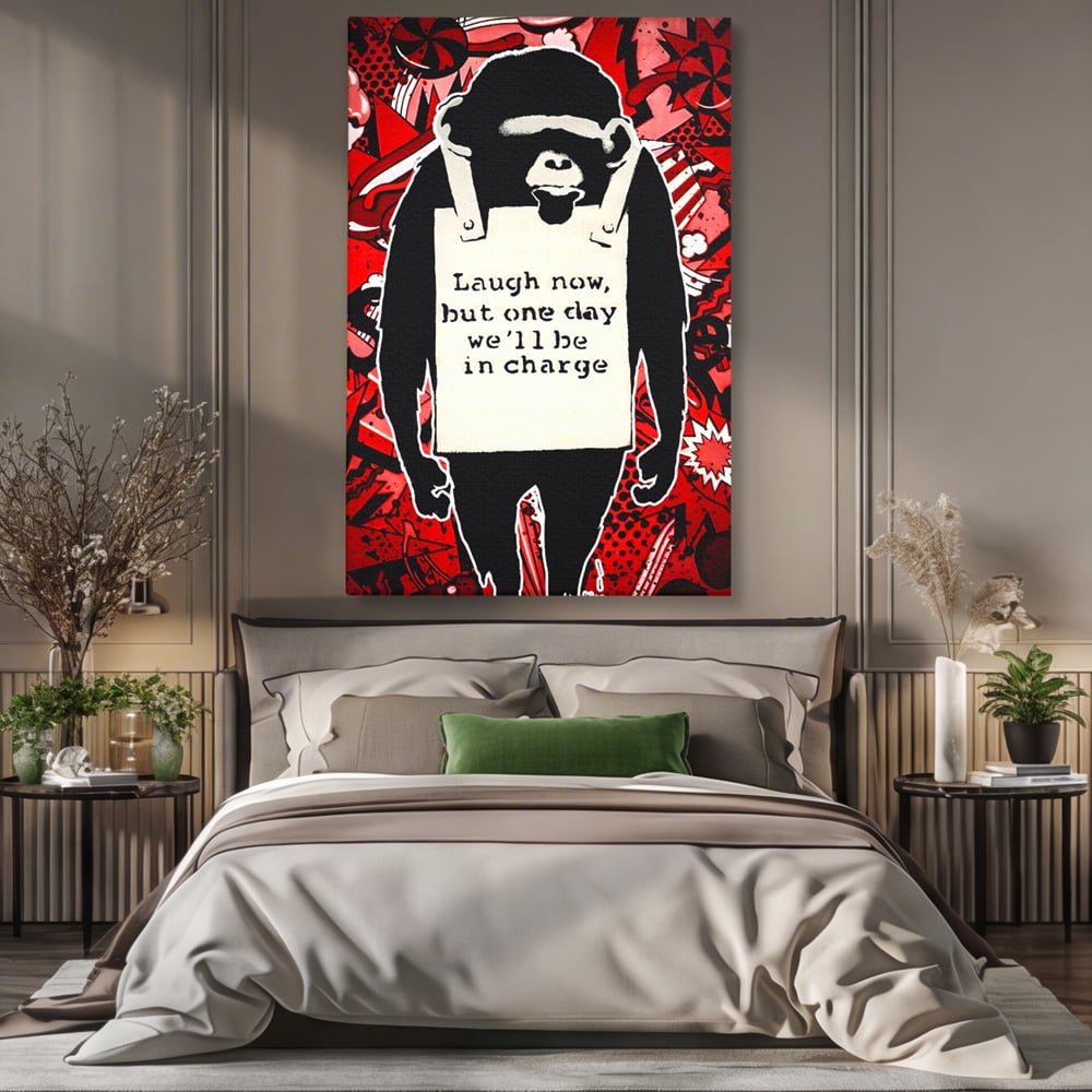 Tablou Canvas Premium LuxCanva® C1152, Message From The Apes , Culori, Animals, Jungle, Monkey, Game Room, Bar, Relaxare, Culori Vibrante