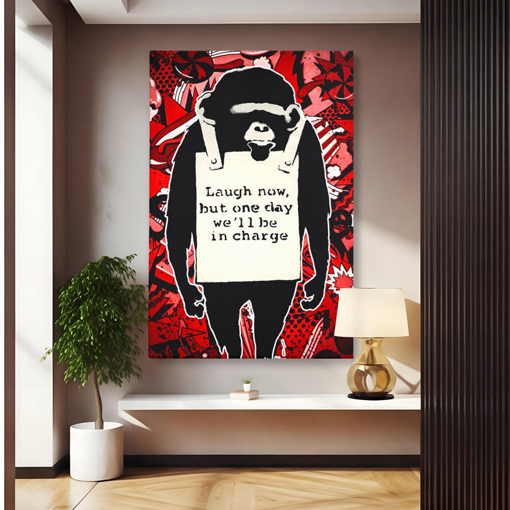 Tablou Canvas Premium LuxCanva® C1152, Message From The Apes , Culori, Animals, Jungle, Monkey, Game Room, Bar, Relaxare, Culori Vibrante