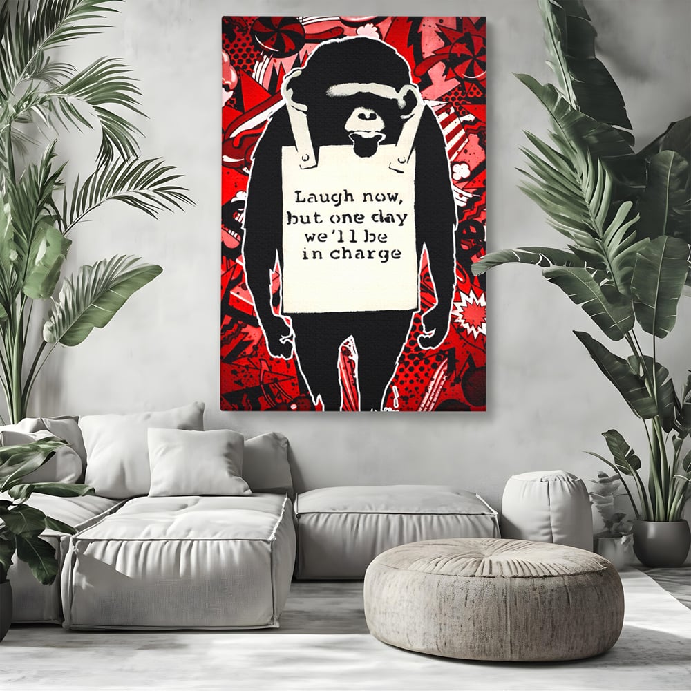 Tablou Canvas Premium LuxCanva® C1152, Message From The Apes , Culori, Animals, Jungle, Monkey, Game Room, Bar, Relaxare, Culori Vibrante