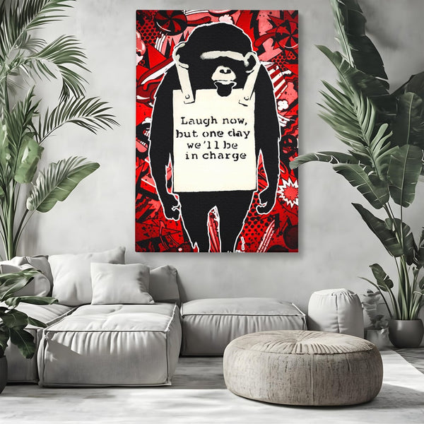 Tablou Canvas Premium LuxCanva® C1152, Message From The Apes , Culori, Animals, Jungle, Monkey, Game Room, Bar, Relaxare, Culori Vibrante
