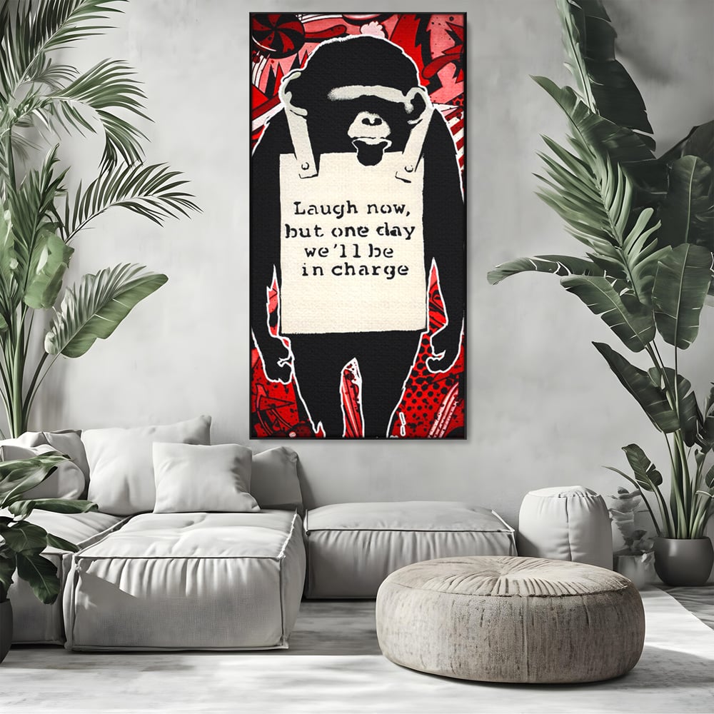 Tablou Canvas Premium LuxCanva® C1152, Message From The Apes , Culori, Animals, Jungle, Monkey, Game Room, Bar, Relaxare, Culori Vibrante
