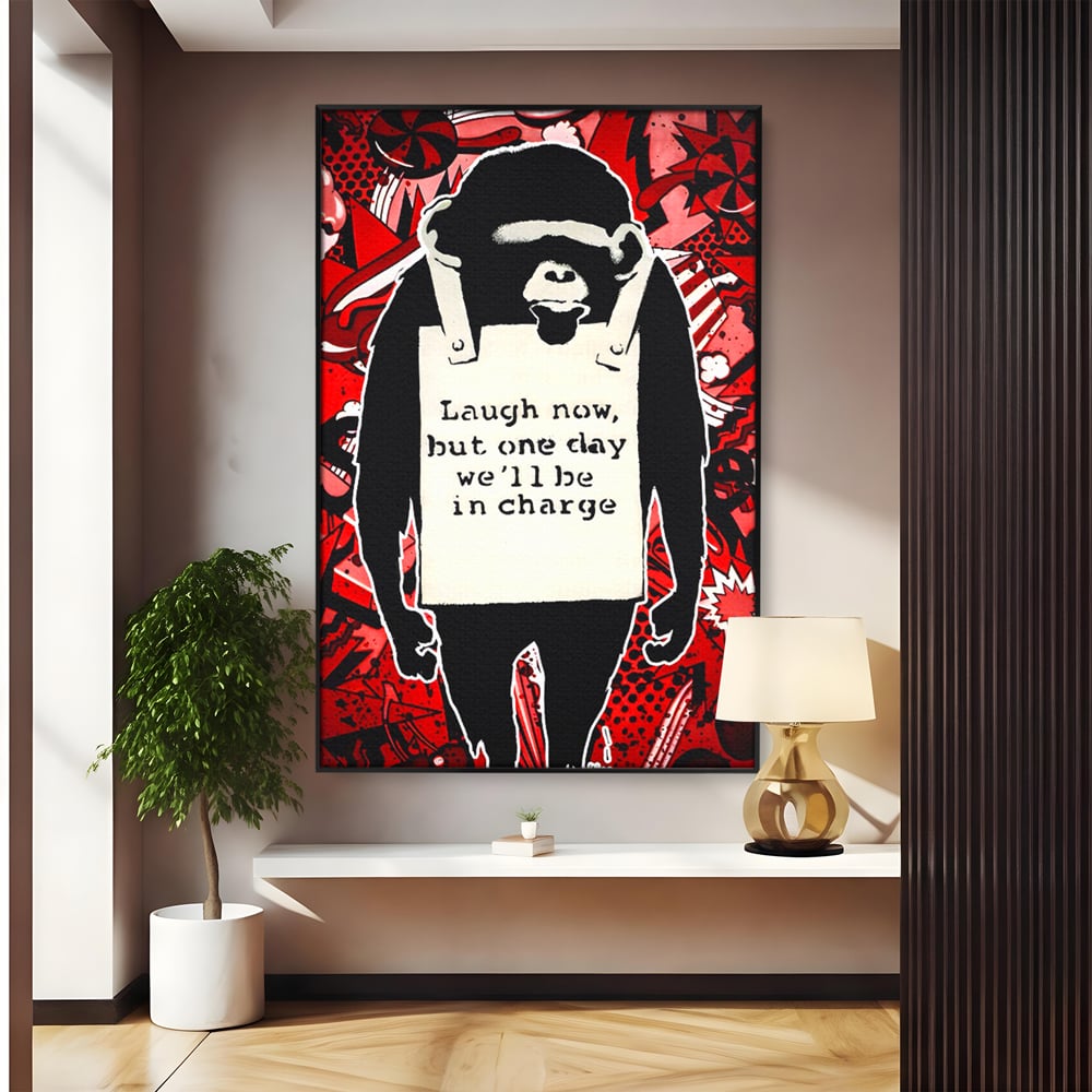 Tablou Canvas Premium LuxCanva® C1152, Message From The Apes , Culori, Animals, Jungle, Monkey, Game Room, Bar, Relaxare, Culori Vibrante