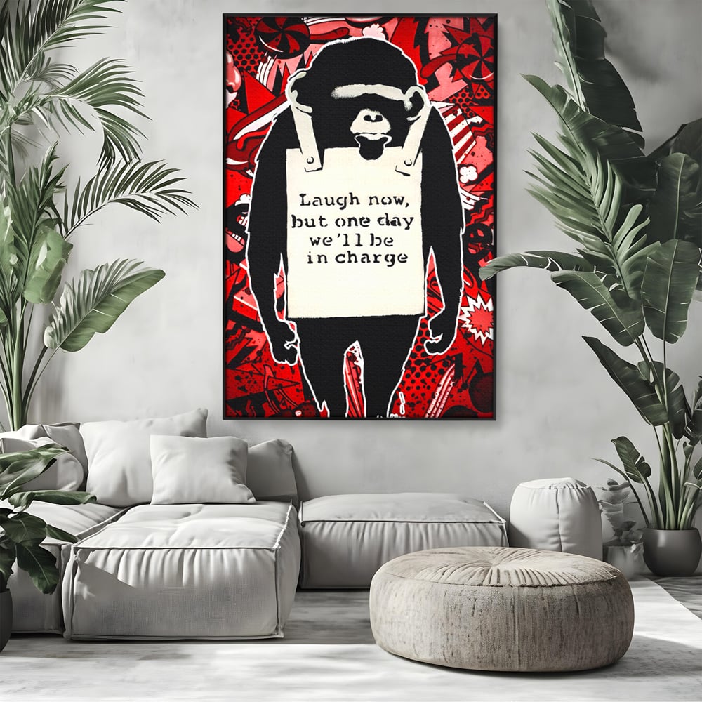 Tablou Canvas Premium LuxCanva® C1152, Message From The Apes , Culori, Animals, Jungle, Monkey, Game Room, Bar, Relaxare, Culori Vibrante