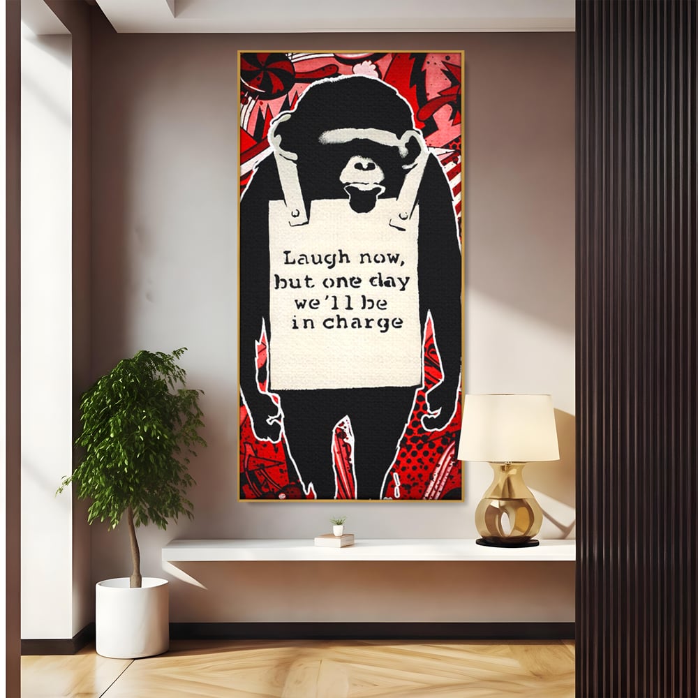 Tablou Canvas Premium LuxCanva® C1152, Message From The Apes , Culori, Animals, Jungle, Monkey, Game Room, Bar, Relaxare, Culori Vibrante