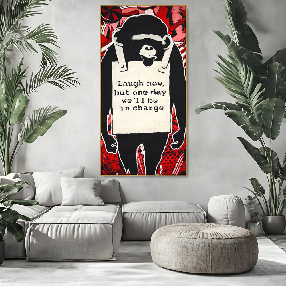 Tablou Canvas Premium LuxCanva® C1152, Message From The Apes , Culori, Animals, Jungle, Monkey, Game Room, Bar, Relaxare, Culori Vibrante