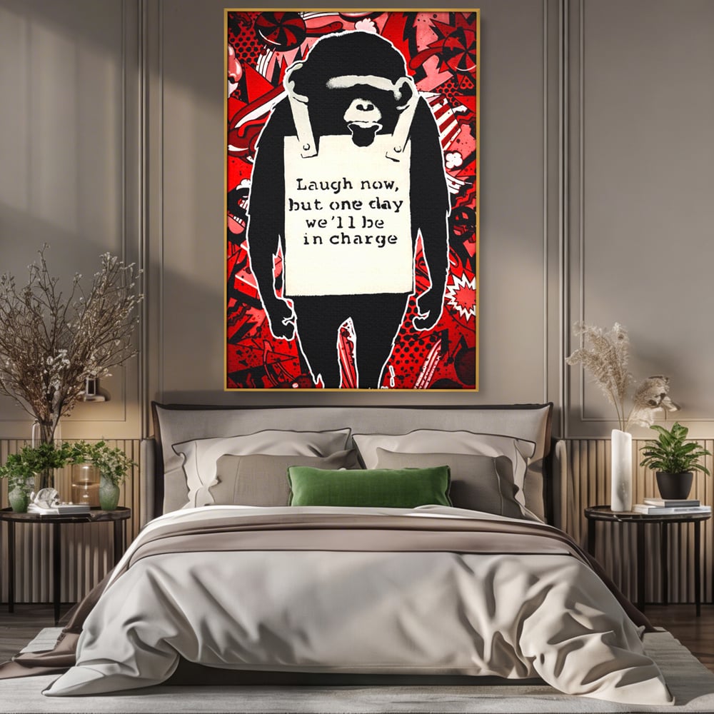 Tablou Canvas Premium LuxCanva® C1152, Message From The Apes , Culori, Animals, Jungle, Monkey, Game Room, Bar, Relaxare, Culori Vibrante