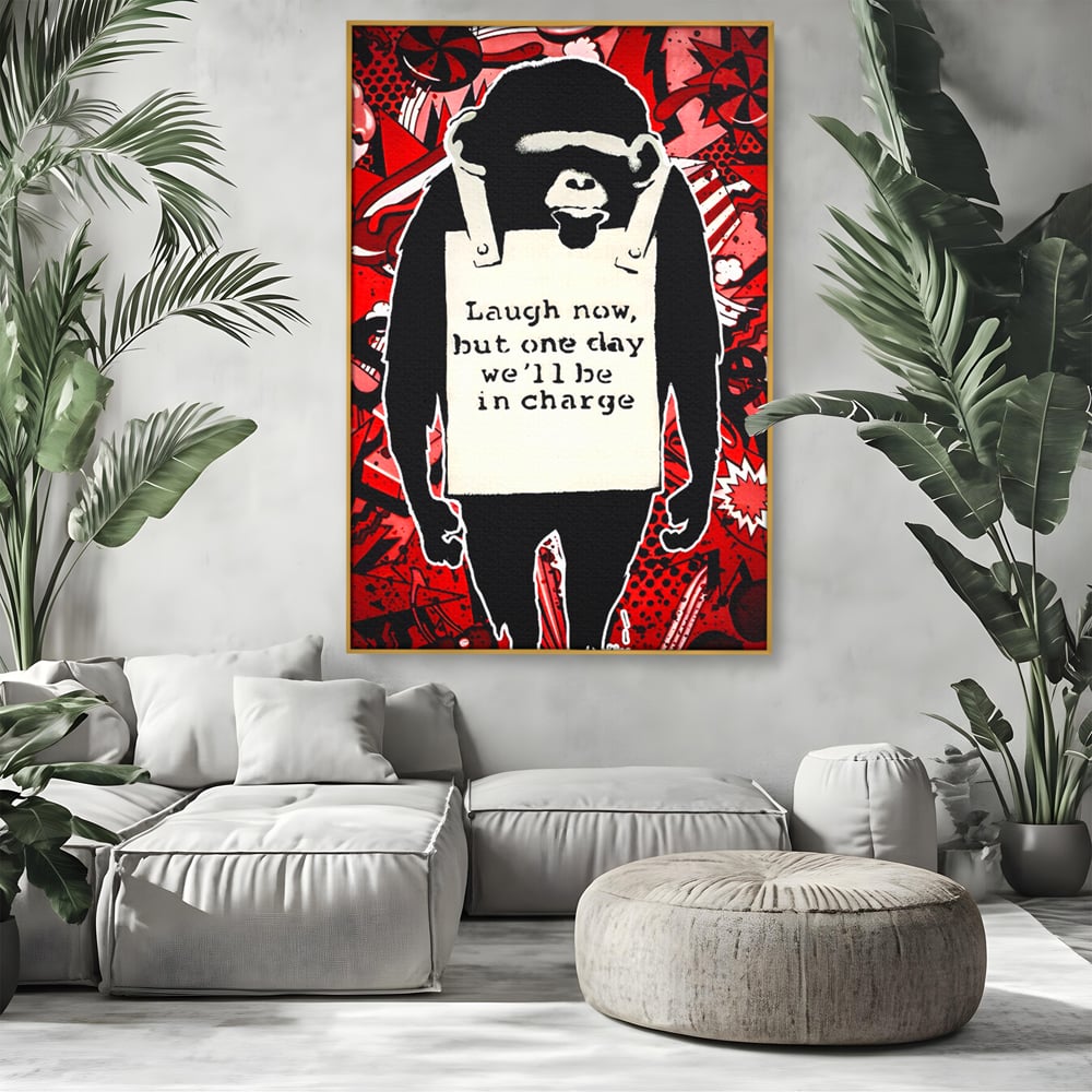 Tablou Canvas Premium LuxCanva® C1152, Message From The Apes , Culori, Animals, Jungle, Monkey, Game Room, Bar, Relaxare, Culori Vibrante