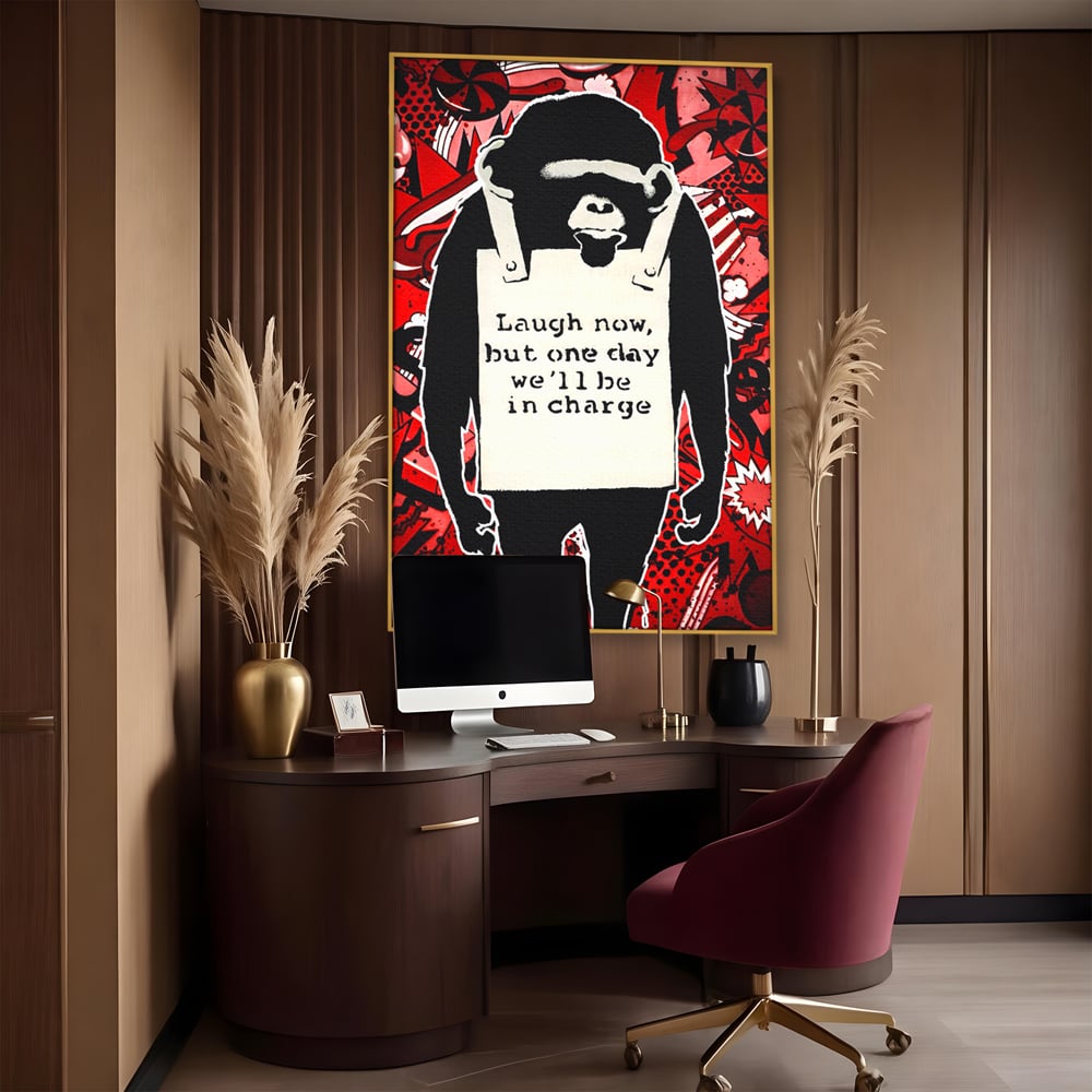 Tablou Canvas Premium LuxCanva® C1152, Message From The Apes , Culori, Animals, Jungle, Monkey, Game Room, Bar, Relaxare, Culori Vibrante