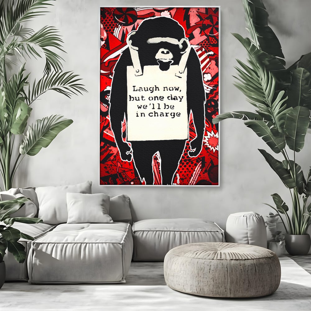 Tablou Canvas Premium LuxCanva® C1152, Message From The Apes , Culori, Animals, Jungle, Monkey, Game Room, Bar, Relaxare, Culori Vibrante