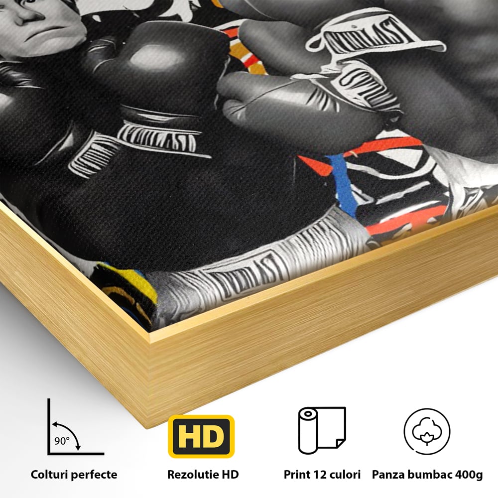 Tablou Canvas Premium LuxCanva® C1153, Basquiat And Warhol Duel , Culori, Icons, Boxing, Game Room, Bar, Relaxare, Culori Vibrante