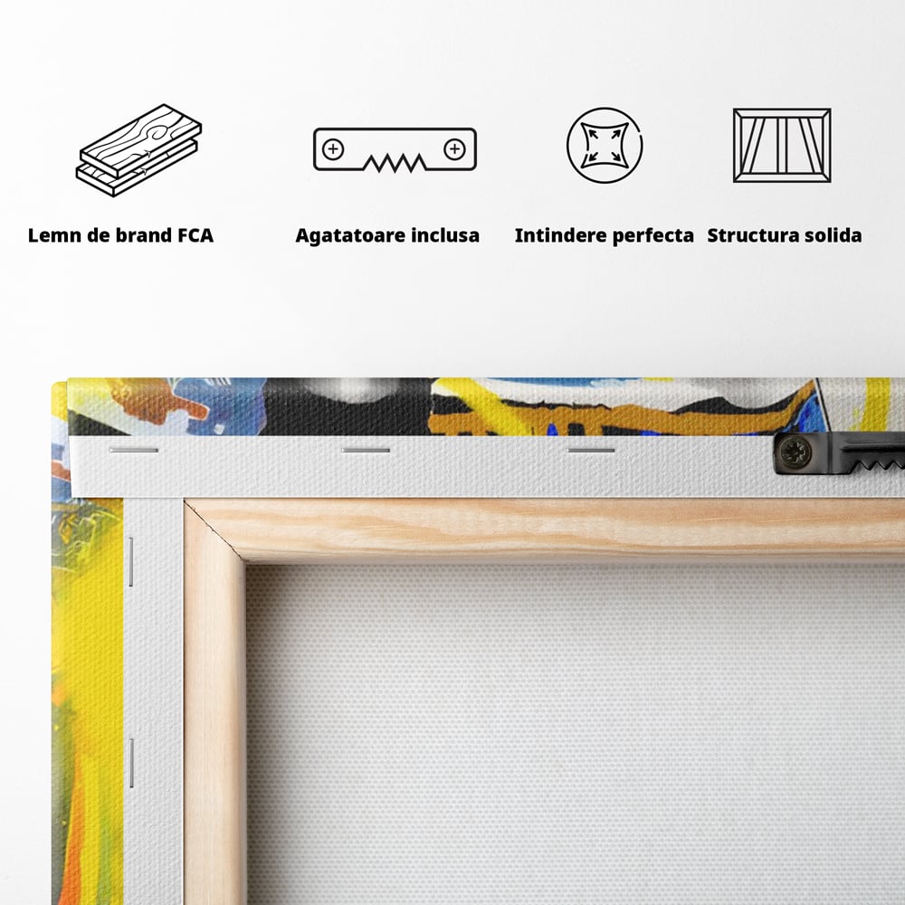 Tablou Canvas Premium LuxCanva® C1153, Basquiat And Warhol Duel , Culori, Icons, Boxing, Game Room, Bar, Relaxare, Culori Vibrante