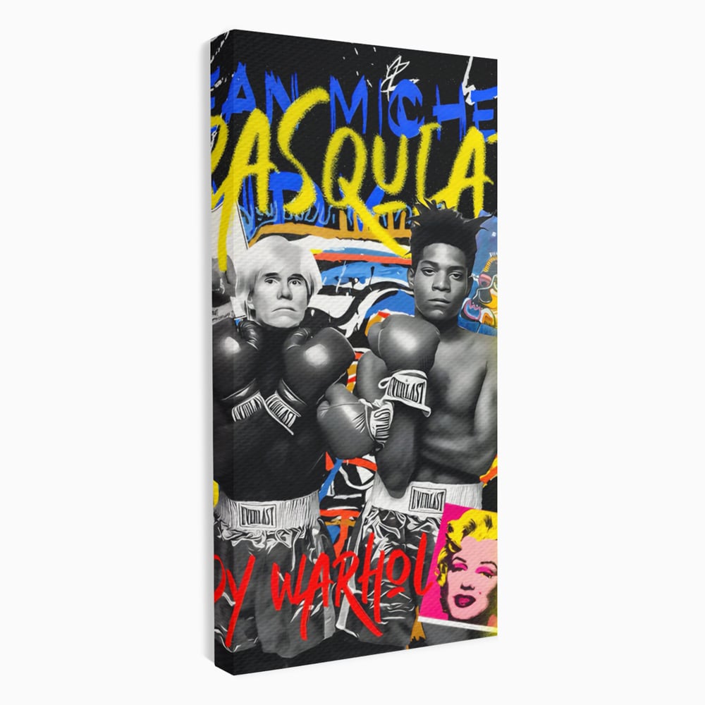 Tablou Canvas Premium LuxCanva® C1153, Basquiat And Warhol Duel , Culori, Icons, Boxing, Game Room, Bar, Relaxare, Culori Vibrante
