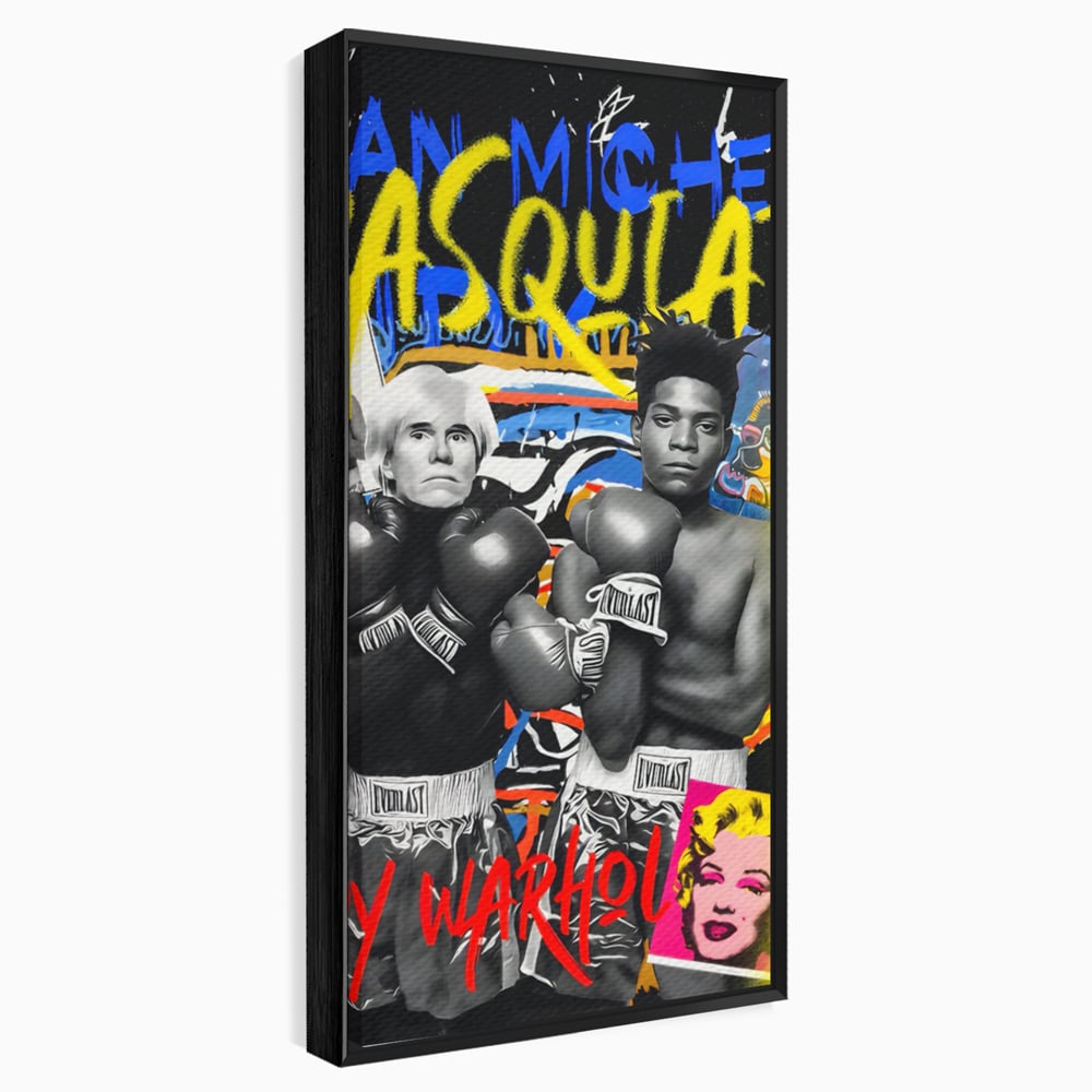 Tablou Canvas Premium LuxCanva® C1153, Basquiat And Warhol Duel , Culori, Icons, Boxing, Game Room, Bar, Relaxare, Culori Vibrante