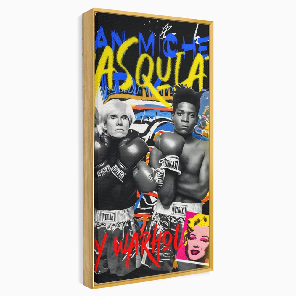 Tablou Canvas Premium LuxCanva® C1153, Basquiat And Warhol Duel , Culori, Icons, Boxing, Game Room, Bar, Relaxare, Culori Vibrante