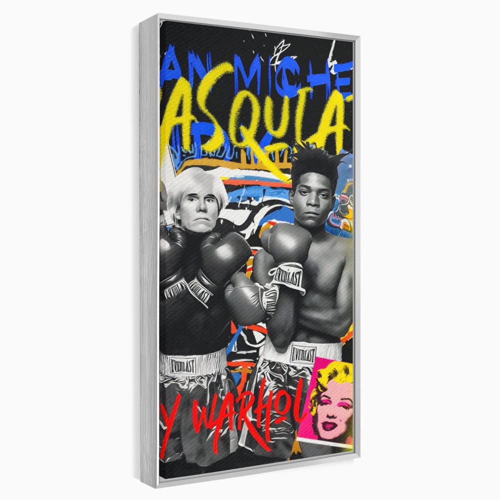 Tablou Canvas Premium LuxCanva® C1153, Basquiat And Warhol Duel , Culori, Icons, Boxing, Game Room, Bar, Relaxare, Culori Vibrante