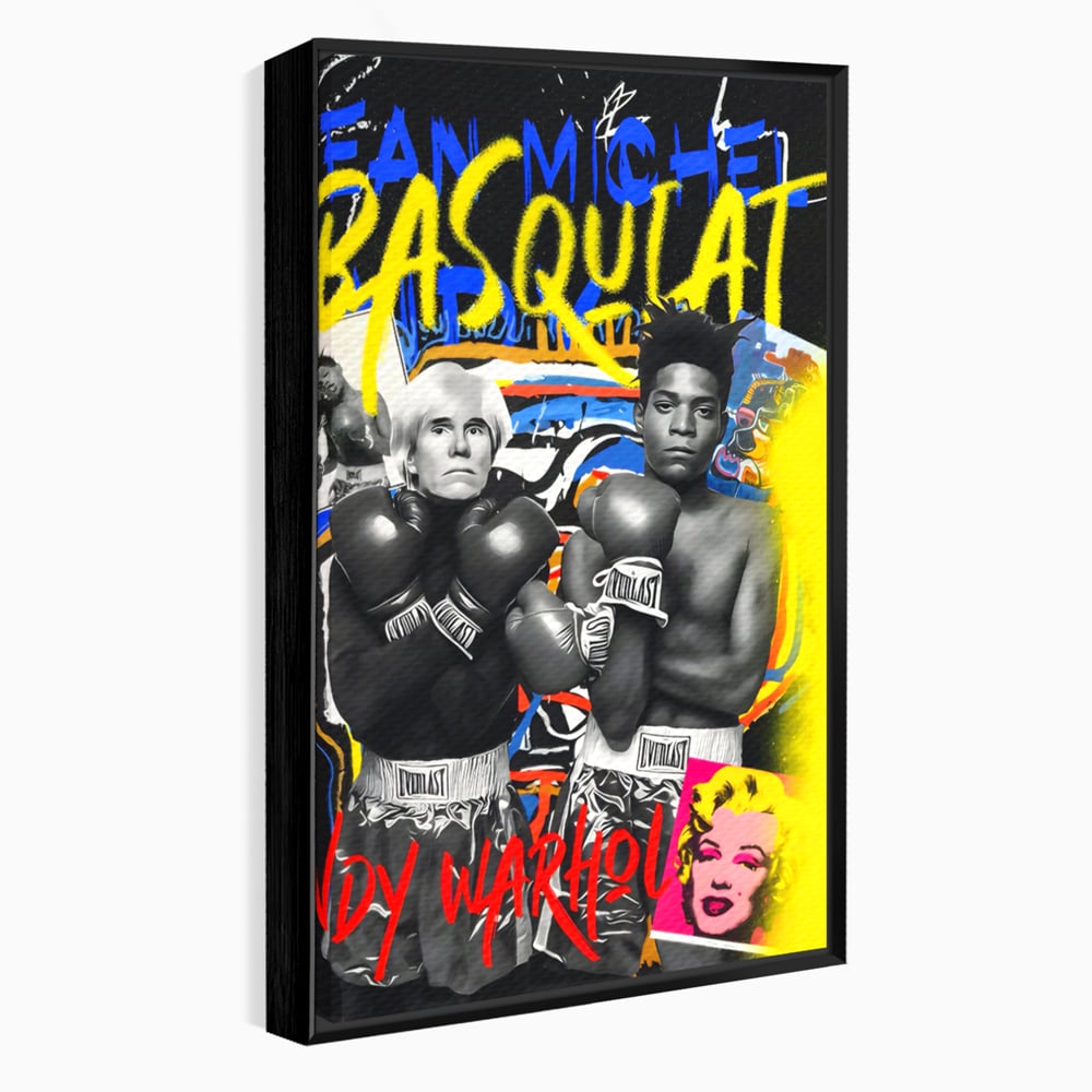 Tablou Canvas Premium LuxCanva® C1153, Basquiat And Warhol Duel , Culori, Icons, Boxing, Game Room, Bar, Relaxare, Culori Vibrante