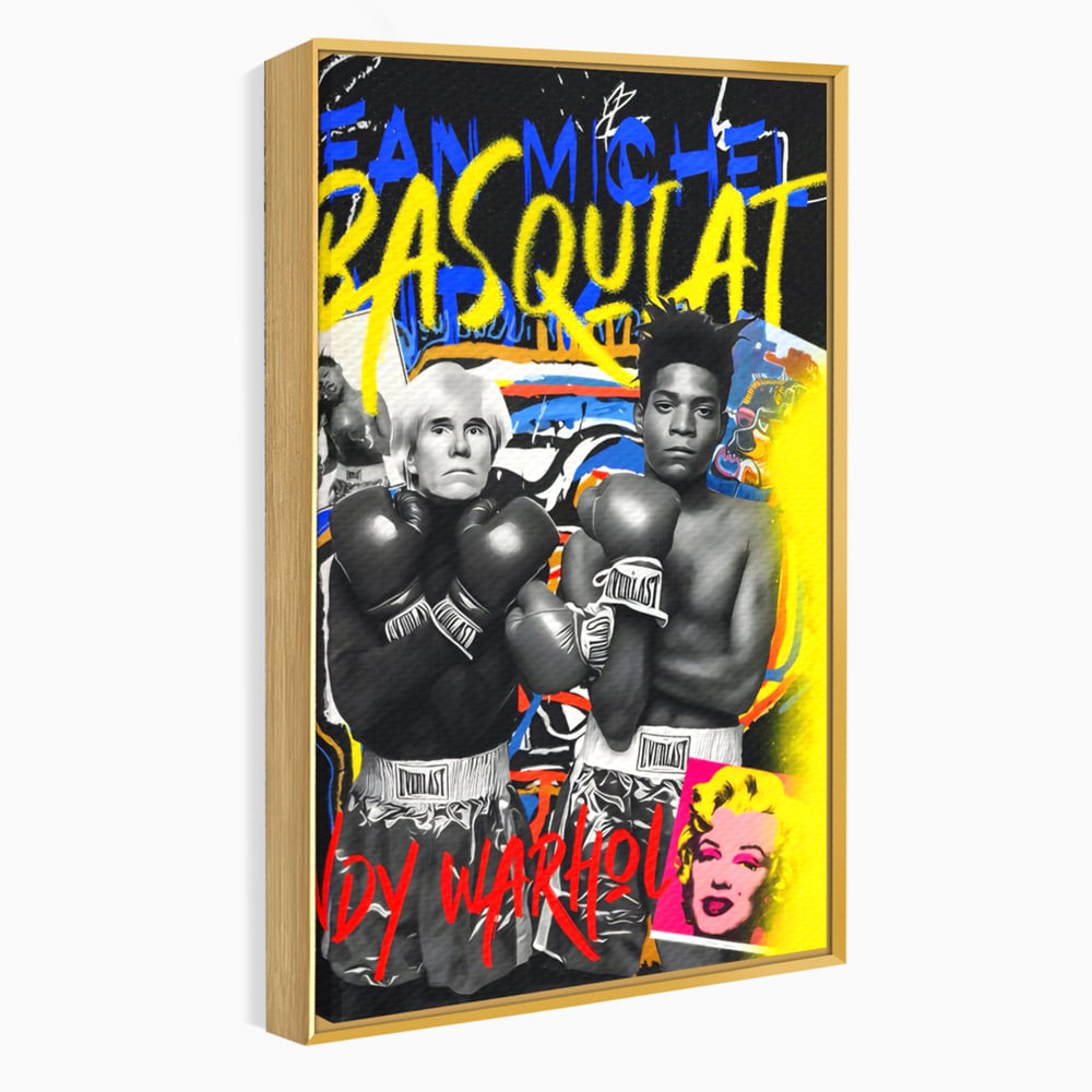 Tablou Canvas Premium LuxCanva® C1153, Basquiat And Warhol Duel , Culori, Icons, Boxing, Game Room, Bar, Relaxare, Culori Vibrante