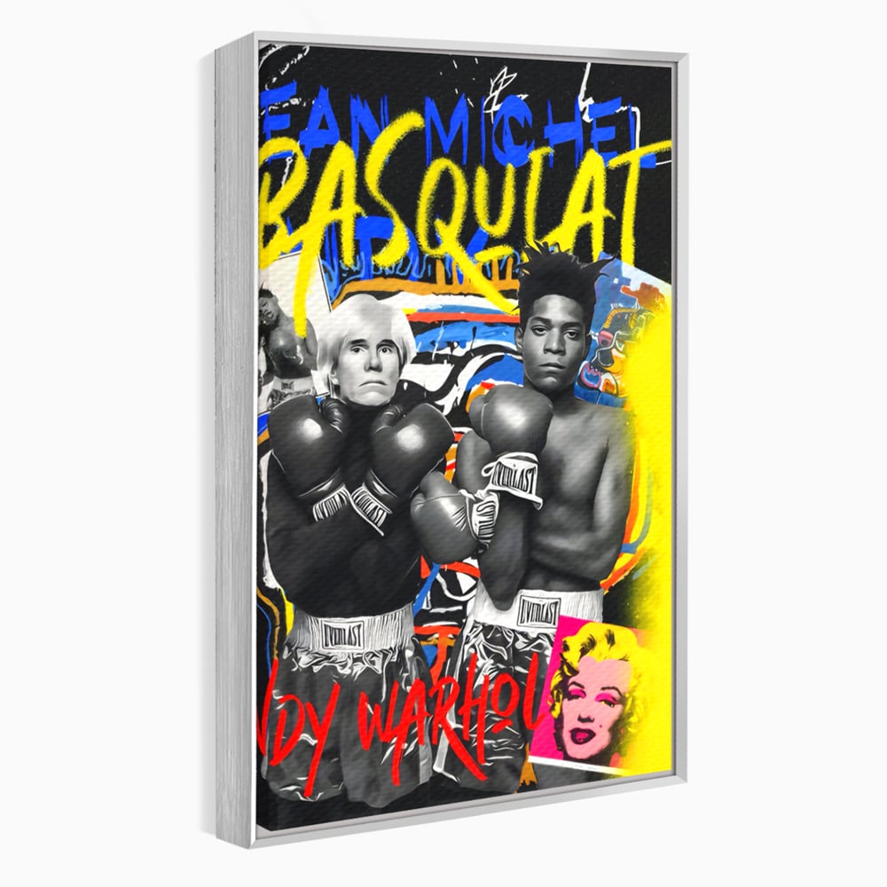 Tablou Canvas Premium LuxCanva® C1153, Basquiat And Warhol Duel , Culori, Icons, Boxing, Game Room, Bar, Relaxare, Culori Vibrante