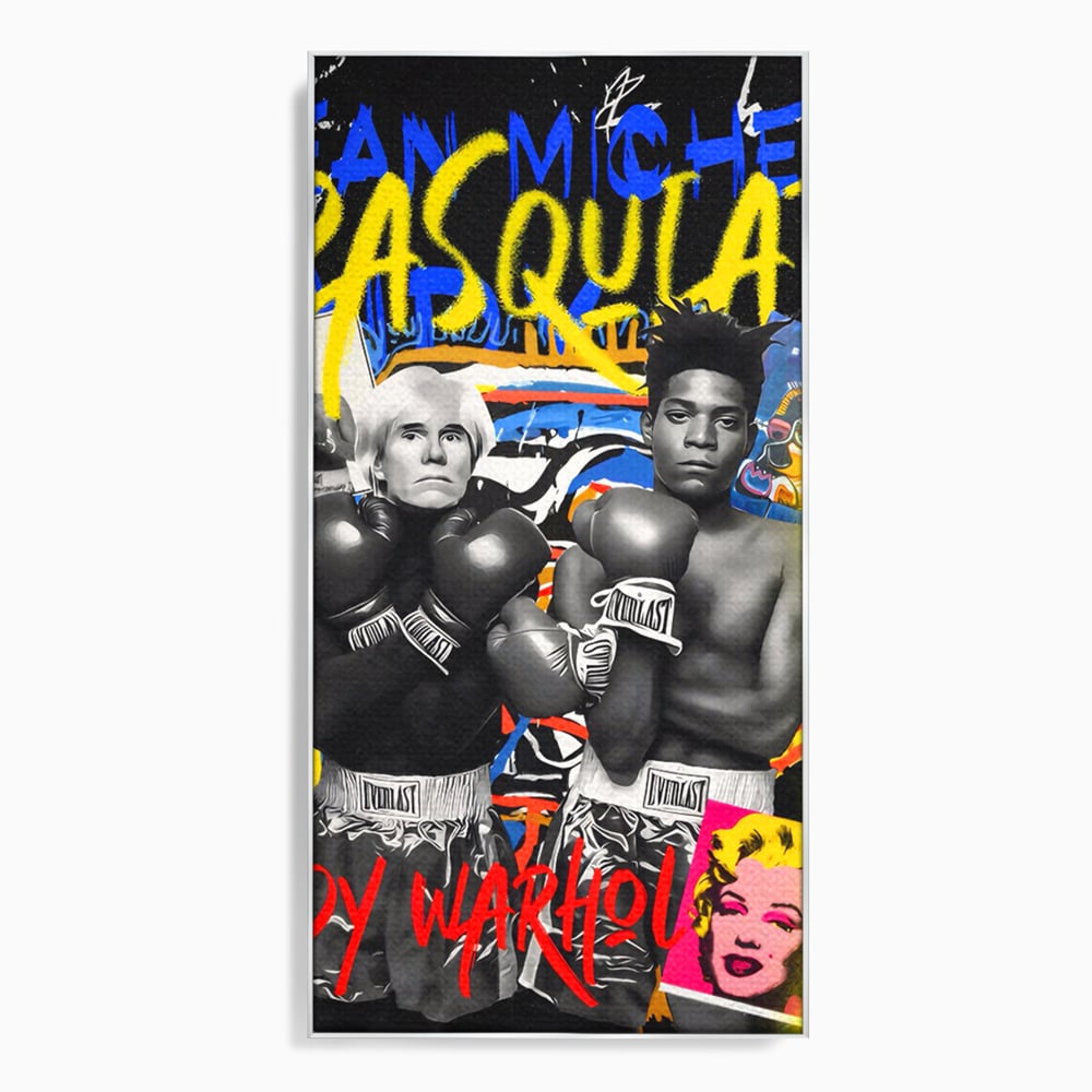 Tablou Canvas Premium LuxCanva® C1153, Basquiat And Warhol Duel , Culori, Icons, Boxing, Game Room, Bar, Relaxare, Culori Vibrante
