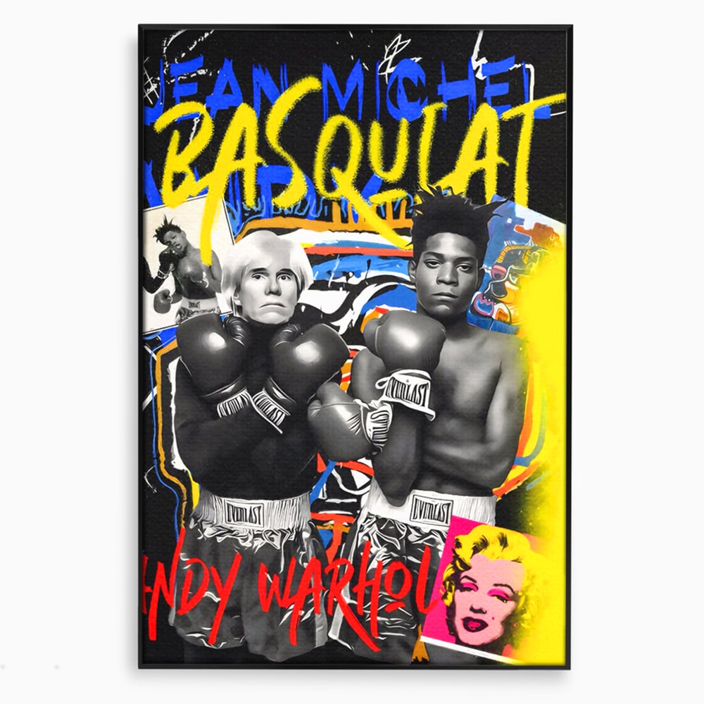 Tablou Canvas Premium LuxCanva® C1153, Basquiat And Warhol Duel , Culori, Icons, Boxing, Game Room, Bar, Relaxare, Culori Vibrante