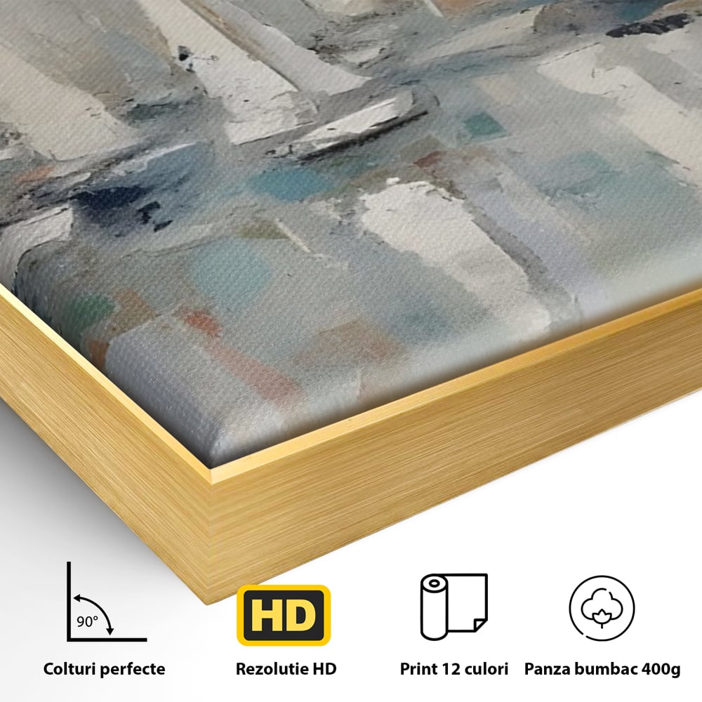 Tablou Canvas Premium LuxCanva® C1154, Ships In The Harbour , Culori, Sea, Travel, Living Room, Bar, Relaxare, Culori Vibrante
