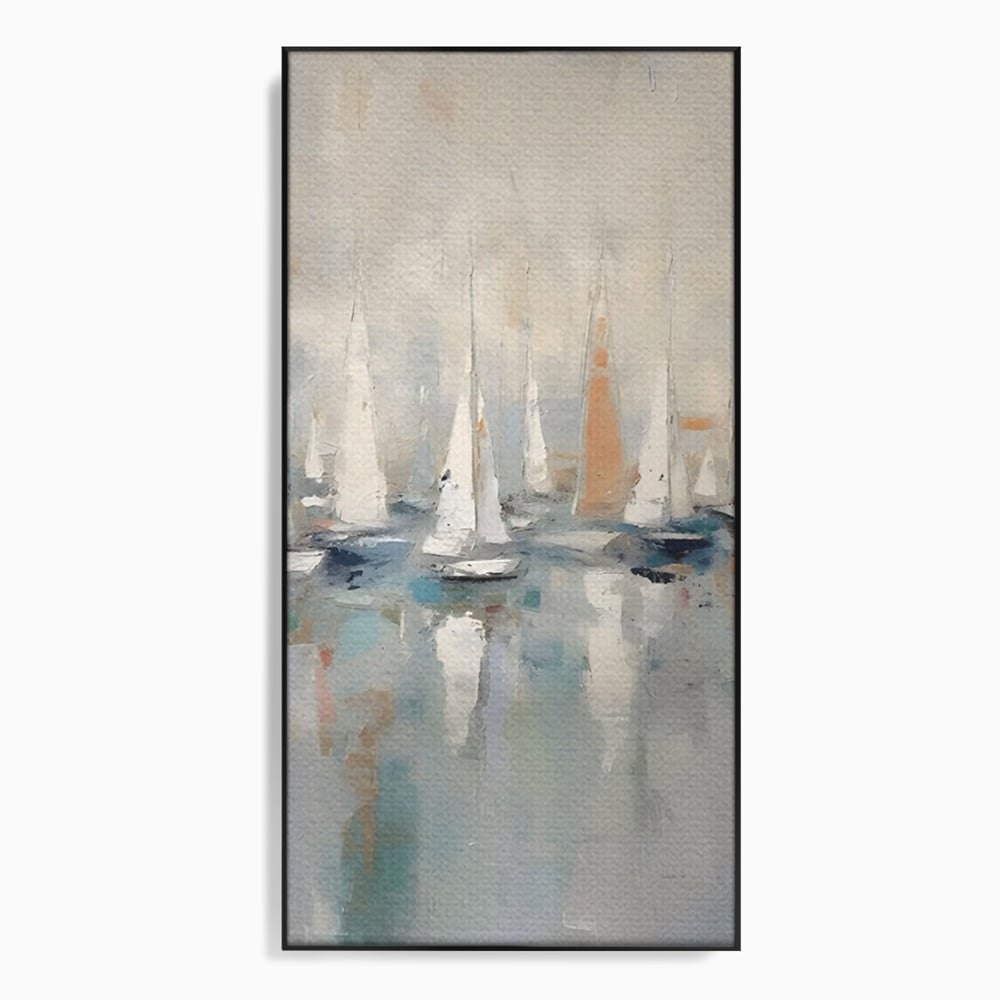 Tablou Canvas Premium LuxCanva® C1154, Ships In The Harbour , Culori, Sea, Travel, Living Room, Bar, Relaxare, Culori Vibrante