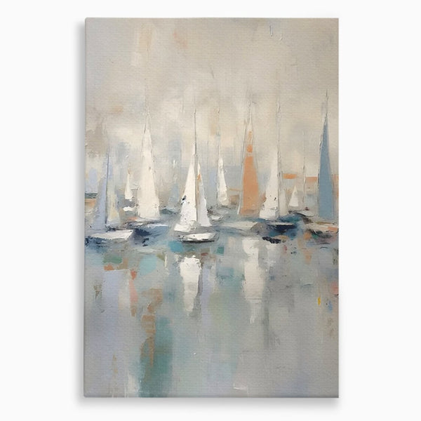 Tablou Canvas Premium LuxCanva® C1154, Ships In The Harbour , Culori, Sea, Travel, Living Room, Bar, Relaxare, Culori Vibrante