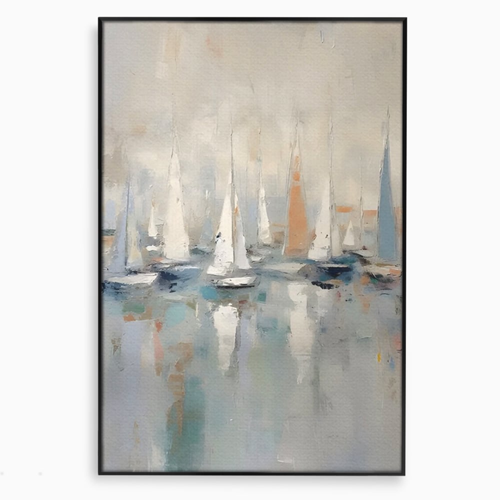 Tablou Canvas Premium LuxCanva® C1154, Ships In The Harbour , Culori, Sea, Travel, Living Room, Bar, Relaxare, Culori Vibrante