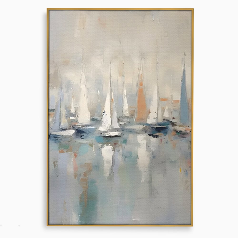 Tablou Canvas Premium LuxCanva® C1154, Ships In The Harbour , Culori, Sea, Travel, Living Room, Bar, Relaxare, Culori Vibrante