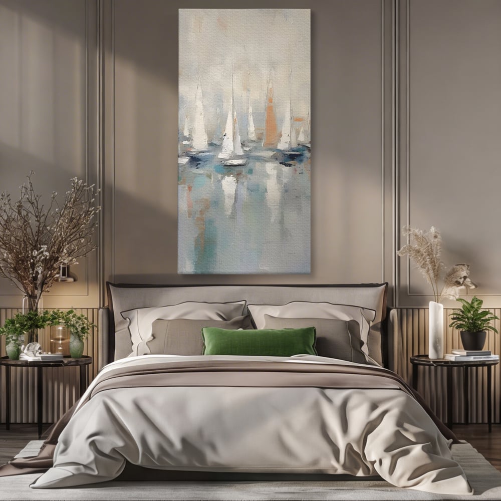 Tablou Canvas Premium LuxCanva® C1154, Ships In The Harbour , Culori, Sea, Travel, Living Room, Bar, Relaxare, Culori Vibrante