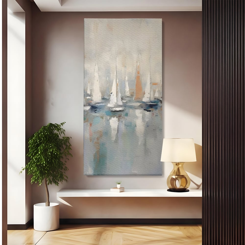 Tablou Canvas Premium LuxCanva® C1154, Ships In The Harbour , Culori, Sea, Travel, Living Room, Bar, Relaxare, Culori Vibrante