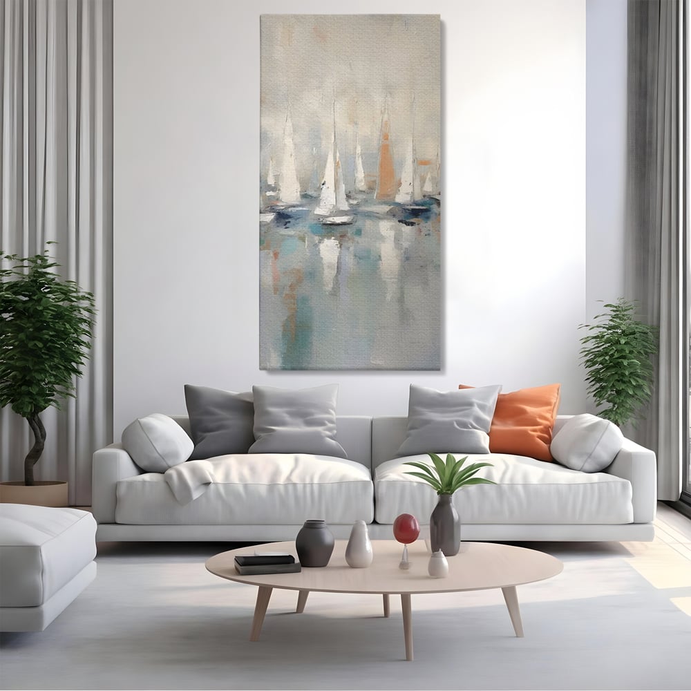 Tablou Canvas Premium LuxCanva® C1154, Ships In The Harbour , Culori, Sea, Travel, Living Room, Bar, Relaxare, Culori Vibrante