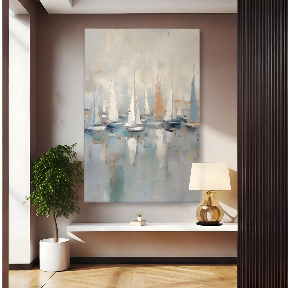 Tablou Canvas Premium LuxCanva® C1154, Ships In The Harbour , Culori, Sea, Travel, Living Room, Bar, Relaxare, Culori Vibrante