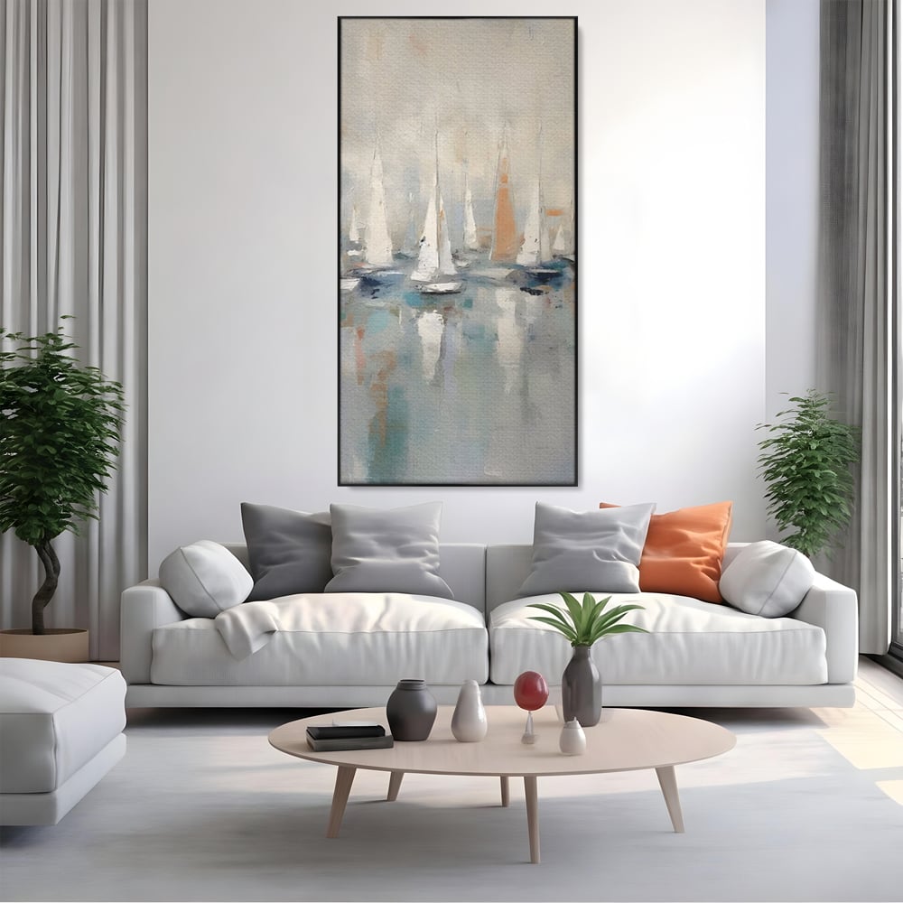 Tablou Canvas Premium LuxCanva® C1154, Ships In The Harbour , Culori, Sea, Travel, Living Room, Bar, Relaxare, Culori Vibrante