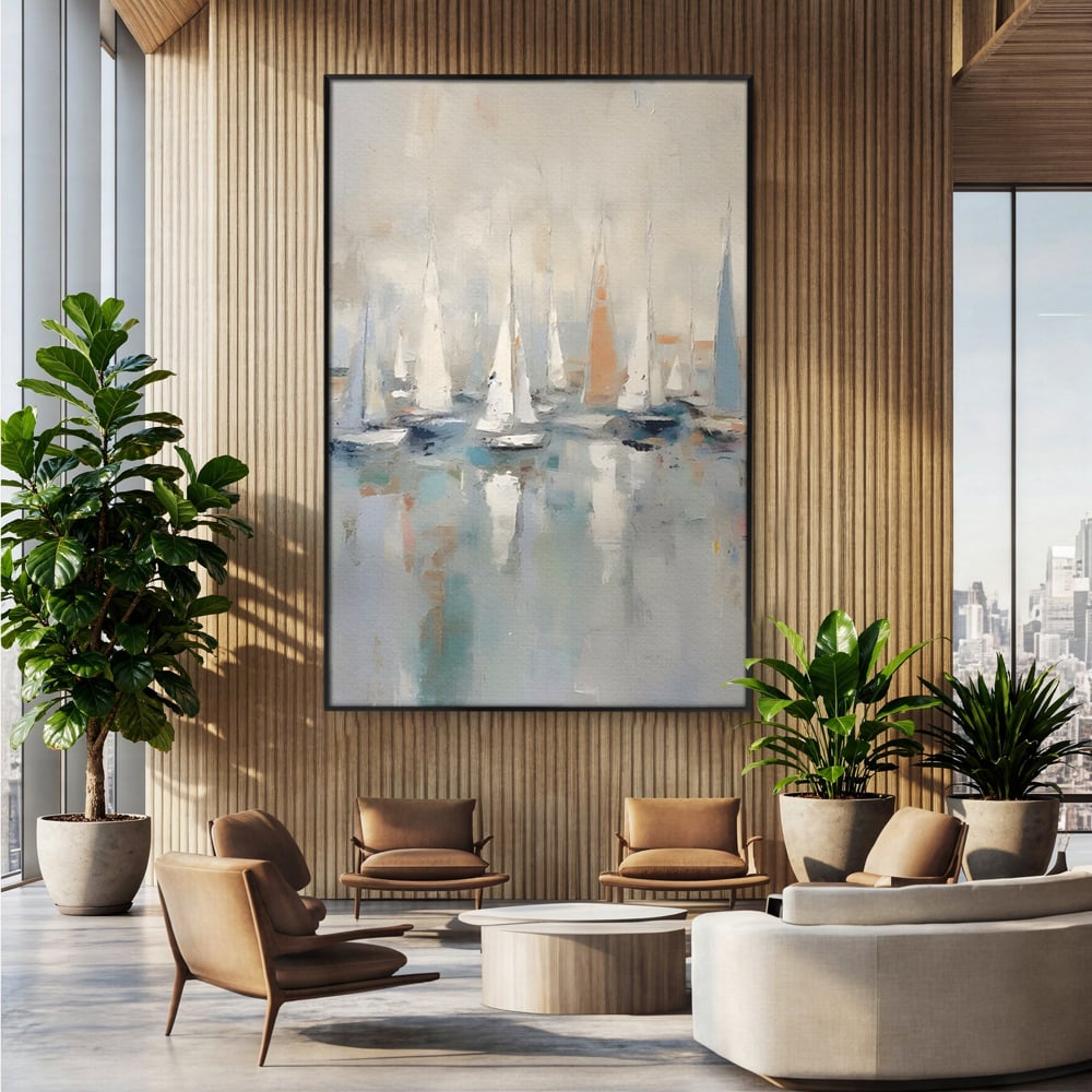 Tablou Canvas Premium LuxCanva® C1154, Ships In The Harbour , Culori, Sea, Travel, Living Room, Bar, Relaxare, Culori Vibrante