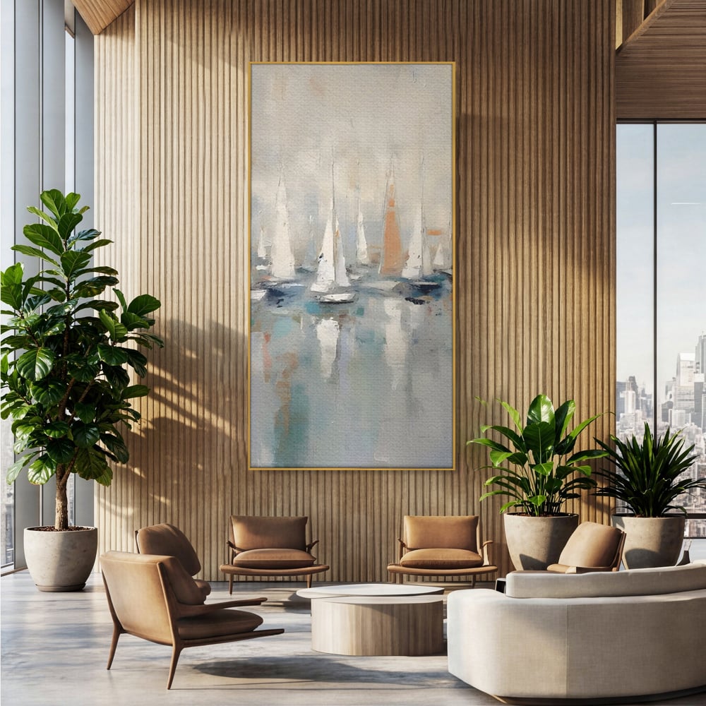 Tablou Canvas Premium LuxCanva® C1154, Ships In The Harbour , Culori, Sea, Travel, Living Room, Bar, Relaxare, Culori Vibrante