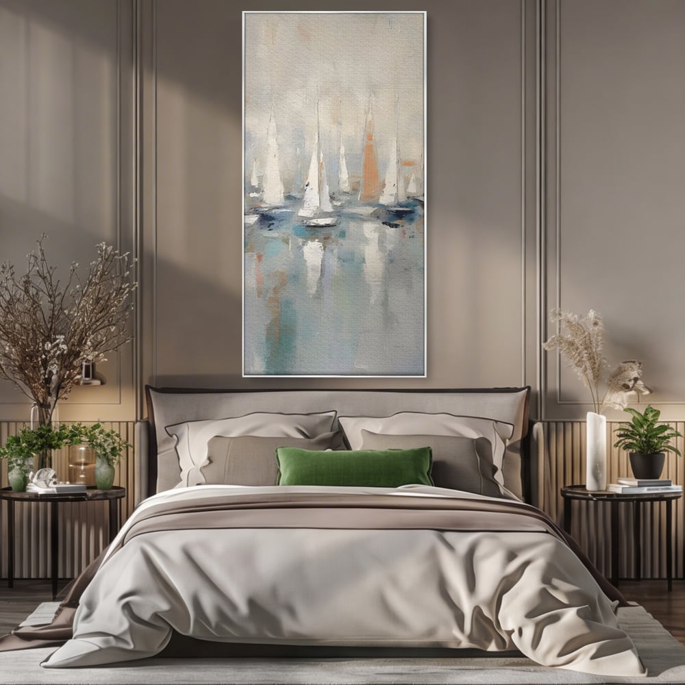 Tablou Canvas Premium LuxCanva® C1154, Ships In The Harbour , Culori, Sea, Travel, Living Room, Bar, Relaxare, Culori Vibrante