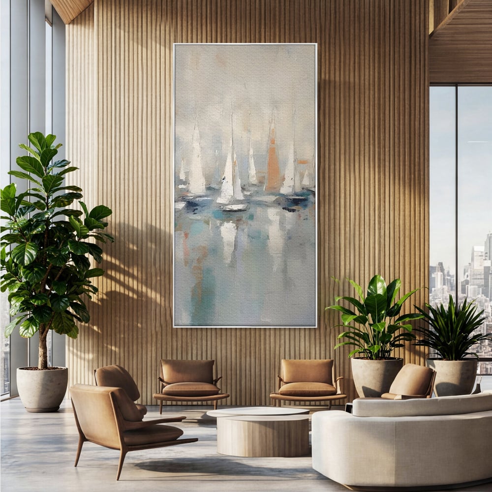 Tablou Canvas Premium LuxCanva® C1154, Ships In The Harbour , Culori, Sea, Travel, Living Room, Bar, Relaxare, Culori Vibrante
