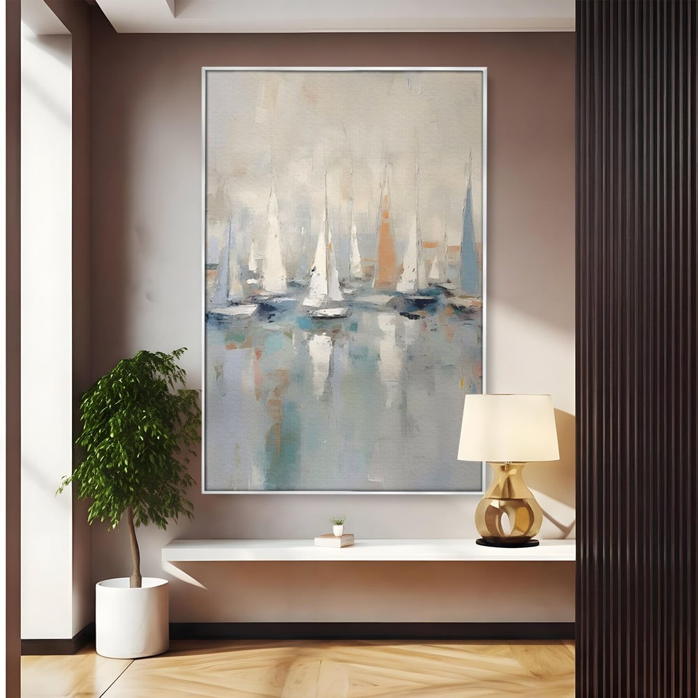 Tablou Canvas Premium LuxCanva® C1154, Ships In The Harbour , Culori, Sea, Travel, Living Room, Bar, Relaxare, Culori Vibrante