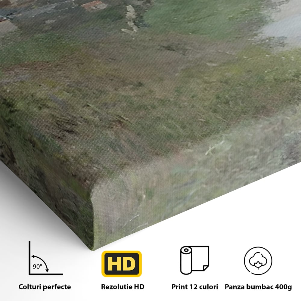 Tablou Canvas Premium LuxCanva® C1155, Wiew Of The Village By Monet , Culori, Sea, Travel, People, Living Room, Bar, Relaxare, Culori Vibrante
