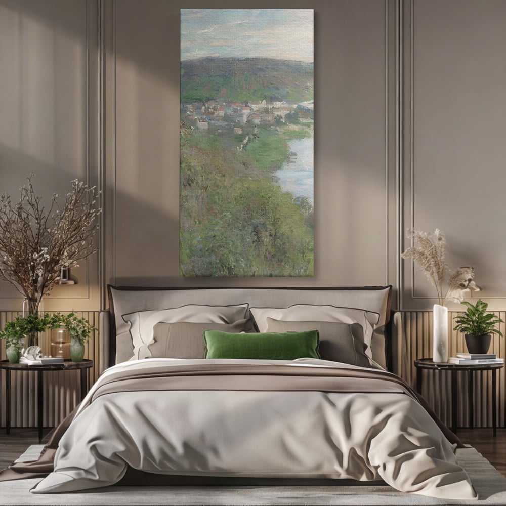 Tablou Canvas Premium LuxCanva® C1155, Wiew Of The Village By Monet , Culori, Sea, Travel, People, Living Room, Bar, Relaxare, Culori Vibrante