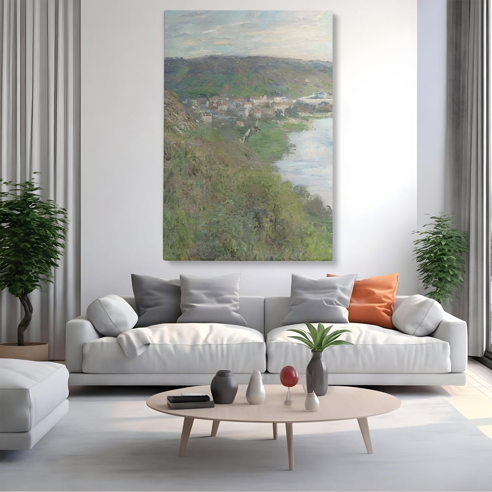 Tablou Canvas Premium LuxCanva® C1155, Wiew Of The Village By Monet , Culori, Sea, Travel, People, Living Room, Bar, Relaxare, Culori Vibrante