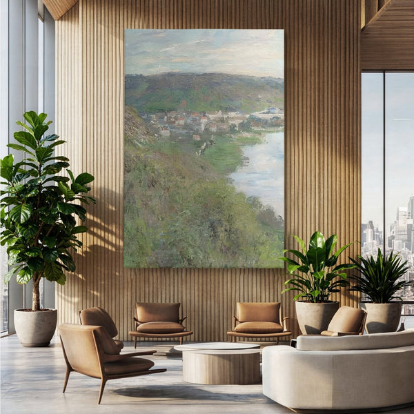 Tablou Canvas Premium LuxCanva® C1155, Wiew Of The Village By Monet , Culori, Sea, Travel, People, Living Room, Bar, Relaxare, Culori Vibrante