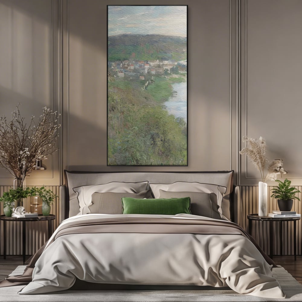 Tablou Canvas Premium LuxCanva® C1155, Wiew Of The Village By Monet , Culori, Sea, Travel, People, Living Room, Bar, Relaxare, Culori Vibrante