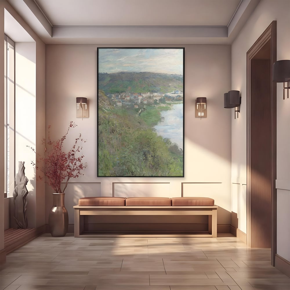 Tablou Canvas Premium LuxCanva® C1155, Wiew Of The Village By Monet , Culori, Sea, Travel, People, Living Room, Bar, Relaxare, Culori Vibrante