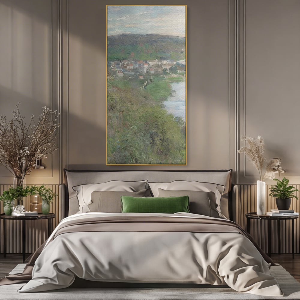 Tablou Canvas Premium LuxCanva® C1155, Wiew Of The Village By Monet , Culori, Sea, Travel, People, Living Room, Bar, Relaxare, Culori Vibrante
