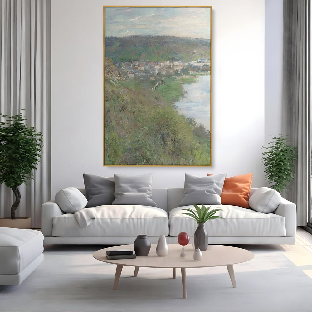 Tablou Canvas Premium LuxCanva® C1155, Wiew Of The Village By Monet , Culori, Sea, Travel, People, Living Room, Bar, Relaxare, Culori Vibrante