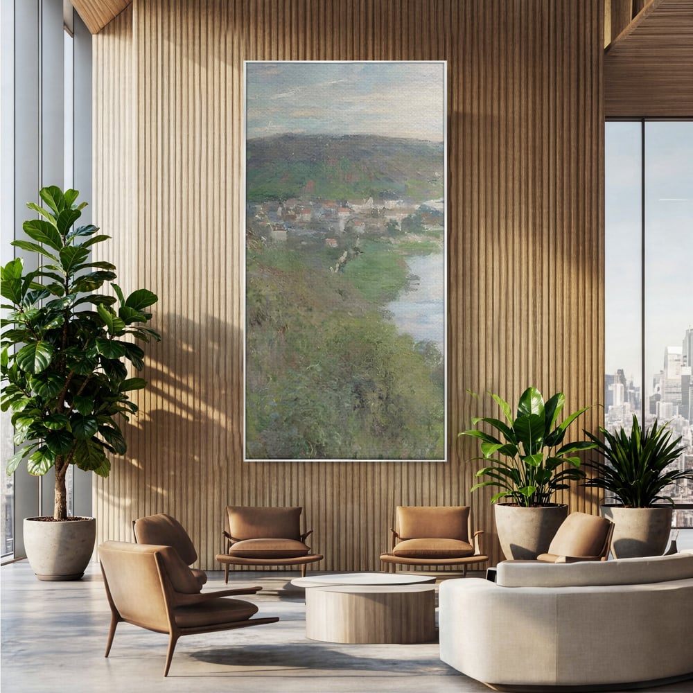 Tablou Canvas Premium LuxCanva® C1155, Wiew Of The Village By Monet , Culori, Sea, Travel, People, Living Room, Bar, Relaxare, Culori Vibrante