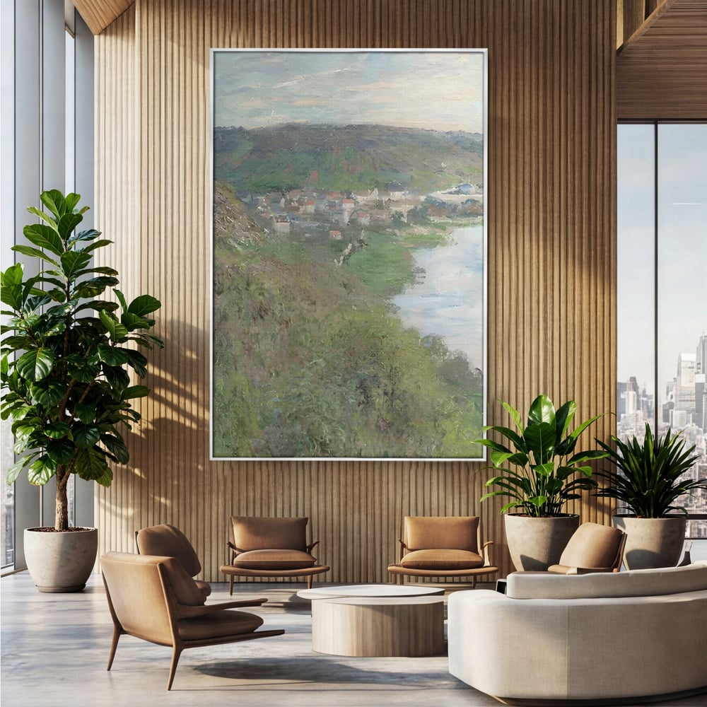 Tablou Canvas Premium LuxCanva® C1155, Wiew Of The Village By Monet , Culori, Sea, Travel, People, Living Room, Bar, Relaxare, Culori Vibrante